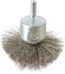Weiler - 2-3/4" Brush Diam, Crimped, Flared End Brush - 1/4" Diam Shank, 16,000 Max RPM - Exact Tooling