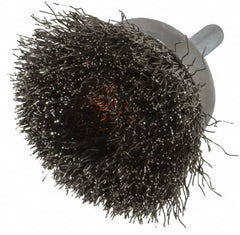 Weiler - 1-3/4" Diam, 1/4" Shank Diam, Stainless Steel Fill Cup Brush - 0.0118 Wire Diam, 3/4" Trim Length, 13,000 Max RPM - Exact Tooling