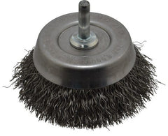 Weiler - 2-3/4" Diam, 1/4" Shank Diam, Steel Fill Cup Brush - 0.0118 Wire Diam, 7/8" Trim Length, 6,000 Max RPM - Exact Tooling