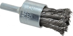 Weiler - 3/4" Brush Diam, Knotted, End Brush - 1/4" Diam Shank, 22,000 Max RPM - Exact Tooling