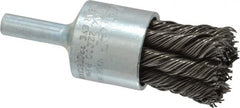 Weiler - 3/4" Brush Diam, Knotted, End Brush - 1/4" Diam Shank, 22,000 Max RPM - Exact Tooling