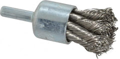 Weiler - 3/4" Brush Diam, Knotted, End Brush - 1/4" Diam Shank, 22,000 Max RPM - Exact Tooling
