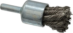 Weiler - 3/4" Brush Diam, Knotted, End Brush - 1/4" Diam Shank, 22,000 Max RPM - Exact Tooling
