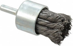 Weiler - 1-1/8" Brush Diam, Knotted, End Brush - 1/4" Diam Shank, 22,000 Max RPM - Exact Tooling