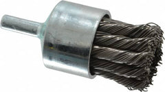 Weiler - 1-1/8" Brush Diam, Knotted, End Brush - 1/4" Diam Shank, 22,000 Max RPM - Exact Tooling