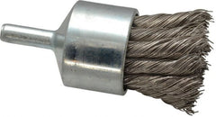 Weiler - 1-1/8" Brush Diam, Knotted, End Brush - 1/4" Diam Shank, 22,000 Max RPM - Exact Tooling