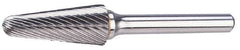 Atrax - 3/4" Cut Diam, 1/4" Shank Diam, Taper Head Single Cut Burr - Radius End, 1-1/2" LOC, 3-3/8" OAL - Exact Tooling