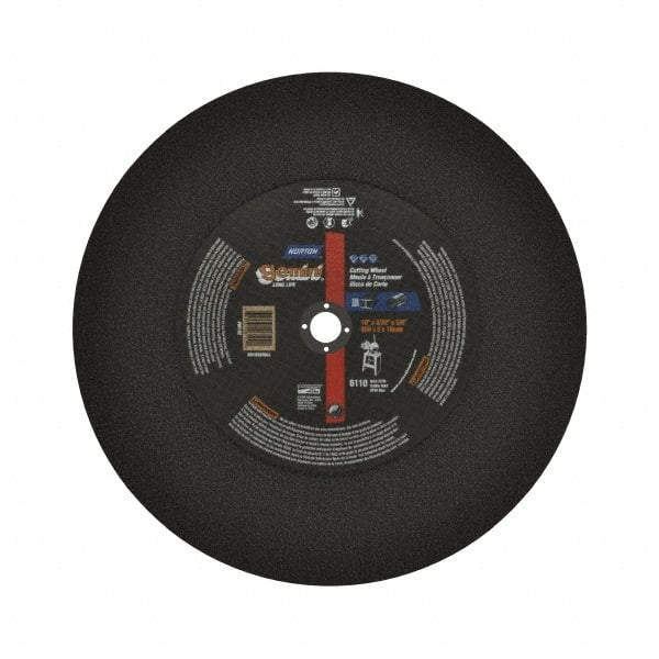 Norton - 10" Aluminum Oxide Cutoff Wheel - 3/32" Thick, 5/8" Arbor, 6,110 Max RPM, Use with Stationary Tools - Exact Tooling