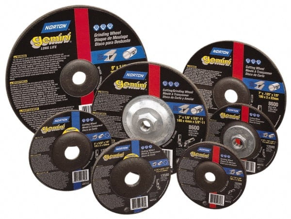 Norton - 24 Grit, 6" Wheel Diam, 1/8" Wheel Thickness, 7/8" Arbor Hole, Type 27 Depressed Center Wheel - Aluminum Oxide, 10,185 Max RPM, Compatible with Angle Grinder - Exact Tooling