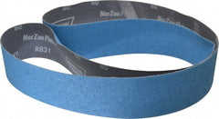 Norton - 2-1/2" Wide x 60" OAL, 60 Grit, Zirconia Alumina Abrasive Belt - Zirconia Alumina, Medium, Coated, Y Weighted Cloth Backing, Dry, Series R821 - Exact Tooling