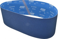 Norton - 6" Wide x 48" OAL, 80 Grit, Zirconia Alumina Abrasive Belt - Zirconia Alumina, Medium, Coated, X Weighted Cloth Backing, Series R823 - Exact Tooling