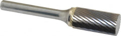 Atrax - 1/2" Cut Diam, 6mm Shank Diam, Cylinder Head Single Cut Burr - Carbide, Flat End, 1" LOC, 2-3/4" OAL - Exact Tooling