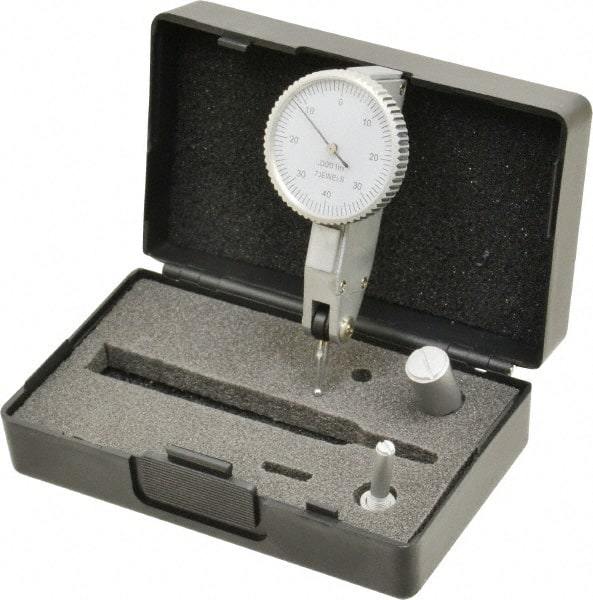 Value Collection - 0.008 Inch Range, 0.0001 Inch Dial Graduation, Horizontal Dial Test Indicator - 1.26 Inch White Dial, 0-40-0 Dial Reading - Exact Tooling