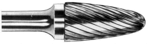 M.A. Ford - 3/4" Cut Diam, 1/4" Shank Diam, Tree with Radius Head Double Cut Burr - Carbide, Radius End, 1" LOC, 3" OAL - Exact Tooling