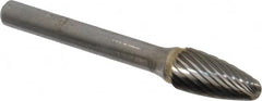 Atrax - 3/8" Cut Diam, 6mm Shank Diam, Tree with Radius Head Single Cut Burr - Carbide, Radius End, 3/4" LOC, 2-1/2" OAL - Exact Tooling