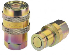 Parker - 1 Thread Stainless Steel Hydraulic Hose Valved Coupler - 4,000 psi, 90 GPM - Exact Tooling