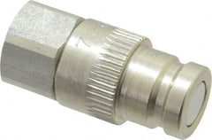 Parker - 1/4 Thread Steel Hydraulic Hose Valved Coupler - 10,000 psi, 6 GPM - Exact Tooling