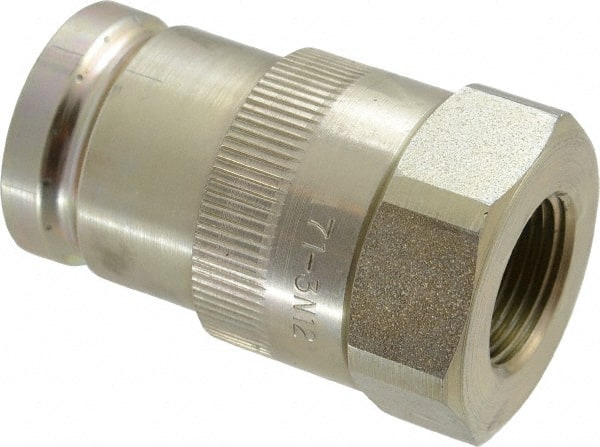 Parker - 3/4 Thread Steel Hydraulic Hose Valved Coupler - 7,500 psi, 40 GPM - Exact Tooling