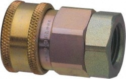 Parker - 1-1/2 Thread Stainless Steel Hydraulic Hose Valved Coupler - 1,500 psi, 175 GPM - Exact Tooling