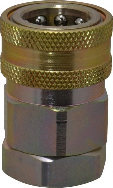 Parker - 3/4 Thread Steel Hydraulic Hose Valved Coupler - 3,500 psi, 52 GPM - Exact Tooling