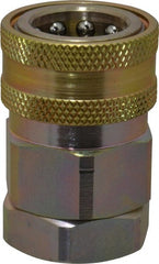 Parker - 3/4 Thread Steel Hydraulic Hose Valved Coupler - 3,500 psi, 52 GPM - Exact Tooling
