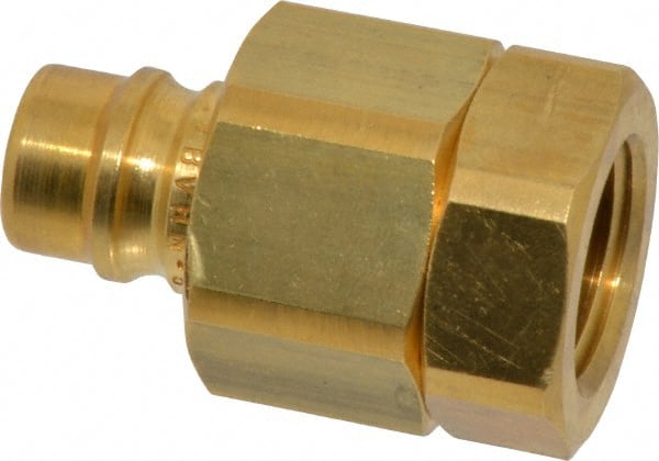 Parker - 1/2 Thread Brass Hydraulic Hose Valved Coupler - 2,000 psi, 30 GPM - Exact Tooling