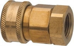 Parker - 3/8 Thread Brass Hydraulic Hose Valved Coupler - 2,250 psi, 12 GPM - Exact Tooling