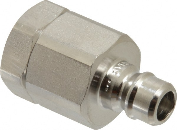 Parker - 1/4 Thread Stainless Steel Hydraulic Hose Valved Coupler - 5,000 psi, 8 GPM - Exact Tooling