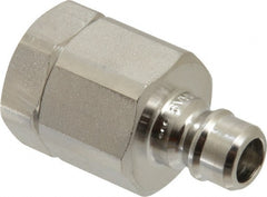 Parker - 1/4 Thread Stainless Steel Hydraulic Hose Valved Coupler - 5,000 psi, 8 GPM - Exact Tooling