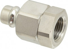 Parker - 1/2 Thread Stainless Steel Hydraulic Hose Valved Coupler - 3,750 psi, 30 GPM - Exact Tooling