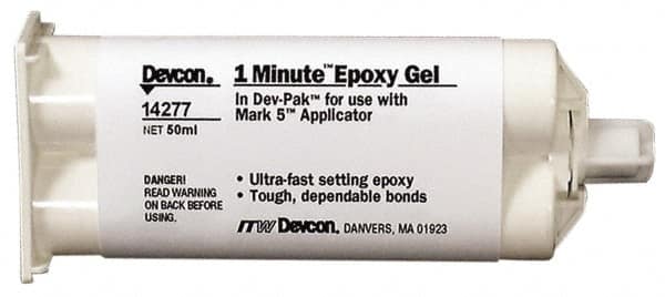 Devcon - 50 mL Cartridge Two Part Epoxy - 45 sec Working Time, 1,600 psi Shear Strength - Exact Tooling