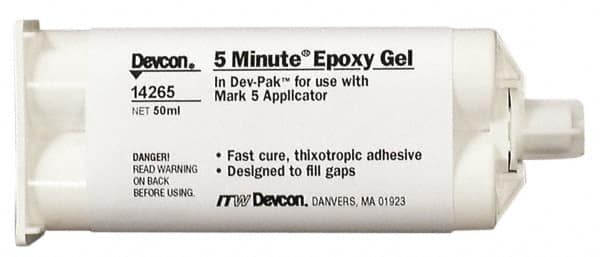 Devcon - 50 mL Cartridge Two Part Epoxy - 4 to 7 min Working Time, 2,500 psi Shear Strength - Exact Tooling