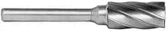 SGS Pro - 5/8" Cut Diam, 1/4" Shank Diam, Cylinder Head Single Cut Burr - Carbide, Flat End, 1" LOC, 2-3/4" OAL - Exact Tooling