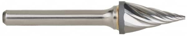 M.A. Ford - 5/8" Cut Diam, 1/4" Shank Diam, Taper Head Single Cut Burr - Carbide, Radius End, 1-5/16" LOC, 3-7/16" OAL - Exact Tooling