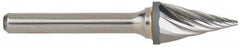 M.A. Ford - 5/8" Cut Diam, 1/4" Shank Diam, Taper Head Single Cut Burr - Carbide, Radius End, 1-5/16" LOC, 3-7/16" OAL - Exact Tooling