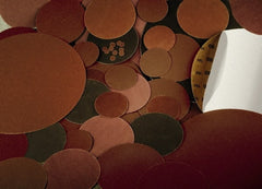 Made in USA - 10" Diam, 60 Grit Aluminum Oxide Adhesive PSA Disc - Medium Grade, Red, Cloth Backing, Flexible - Exact Tooling