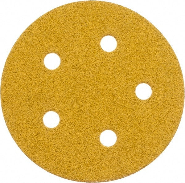 Made in USA - 5" Diam, 60 Grit, Aluminum Oxide Hook & Loop Disc - Medium Grade, Coated, E Weight Paper Backing, - Exact Tooling