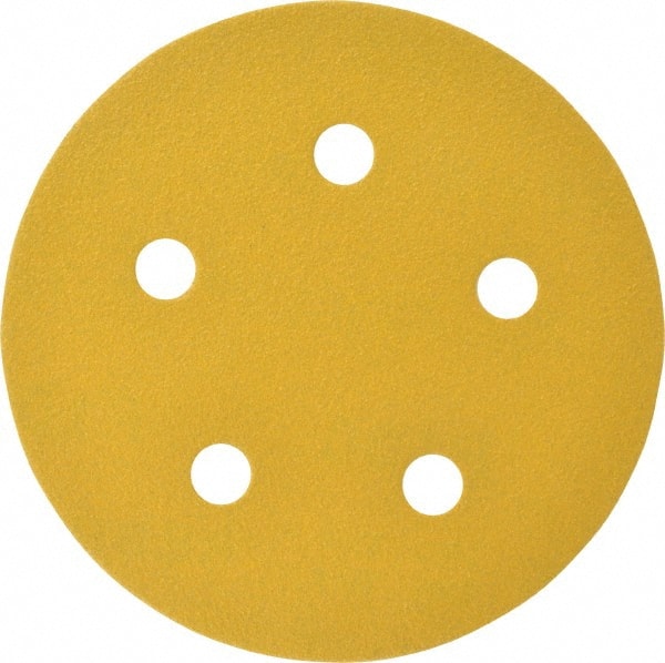 Made in USA - 5" Diam, 100 Grit, Aluminum Oxide Hook & Loop Disc - Fine Grade, Coated, C Weight Paper Backing, - Exact Tooling