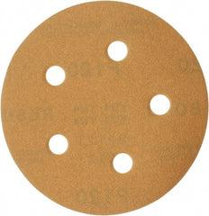Made in USA - 5" Diam, 120 Grit, Aluminum Oxide Hook & Loop Disc - Fine Grade, Coated, C Weight Paper Backing, - Exact Tooling