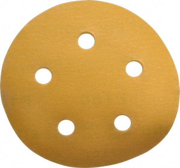 Made in USA - 5" Diam, 150 Grit, Aluminum Oxide Hook & Loop Disc - Very Fine Grade, Coated, C Weight Paper Backing, - Exact Tooling