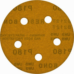 Made in USA - 5" Diam, 180 Grit, Aluminum Oxide Hook & Loop Disc - Very Fine Grade, Coated, C Weight Paper Backing, - Exact Tooling