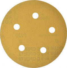 Made in USA - 5" Diam, 220 Grit, Aluminum Oxide Hook & Loop Disc - Very Fine Grade, Coated, C Weight Paper Backing, - Exact Tooling