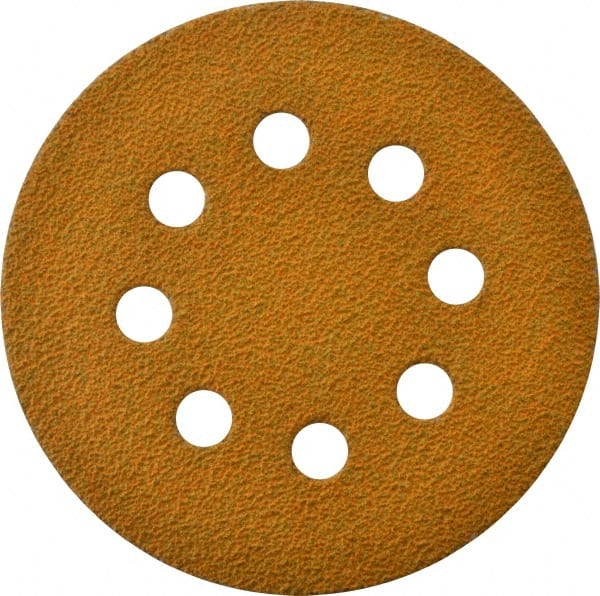 Made in USA - 5" Diam, 40 Grit, Aluminum Oxide Hook & Loop Disc - Coarse Grade, Coated, E Weight Paper Backing, - Exact Tooling
