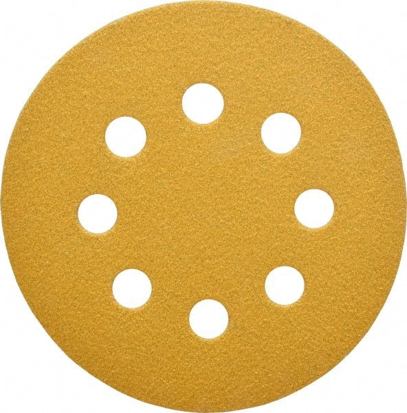 Made in USA - 5" Diam, 60 Grit, Aluminum Oxide Hook & Loop Disc - Medium Grade, Coated, E Weight Paper Backing, - Exact Tooling