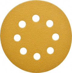 Made in USA - 5" Diam, 60 Grit, Aluminum Oxide Hook & Loop Disc - Medium Grade, Coated, E Weight Paper Backing, - Exact Tooling