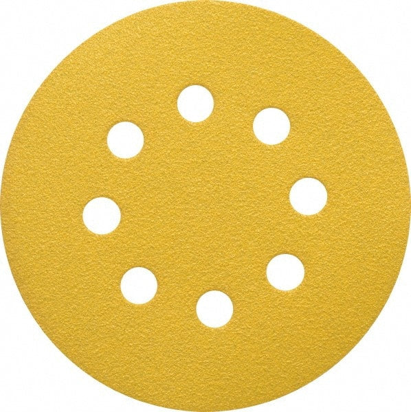 Made in USA - 5" Diam, 80 Grit, Aluminum Oxide Hook & Loop Disc - Medium Grade, Coated, C Weight Paper Backing, - Exact Tooling