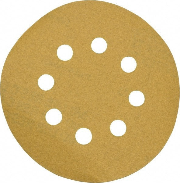 Made in USA - 5" Diam, 120 Grit, Aluminum Oxide Hook & Loop Disc - Fine Grade, Coated, C Weight Paper Backing, - Exact Tooling