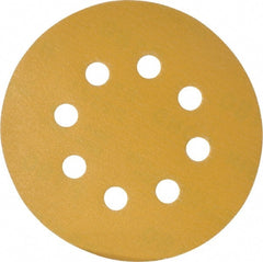 Made in USA - 5" Diam, 180 Grit, Aluminum Oxide Hook & Loop Disc - Very Fine Grade, Coated, C Weight Paper Backing, - Exact Tooling