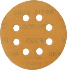 Made in USA - 5" Diam, 320 Grit, Aluminum Oxide Hook & Loop Disc - Extra Fine Grade, Coated, C Weight Paper Backing, - Exact Tooling