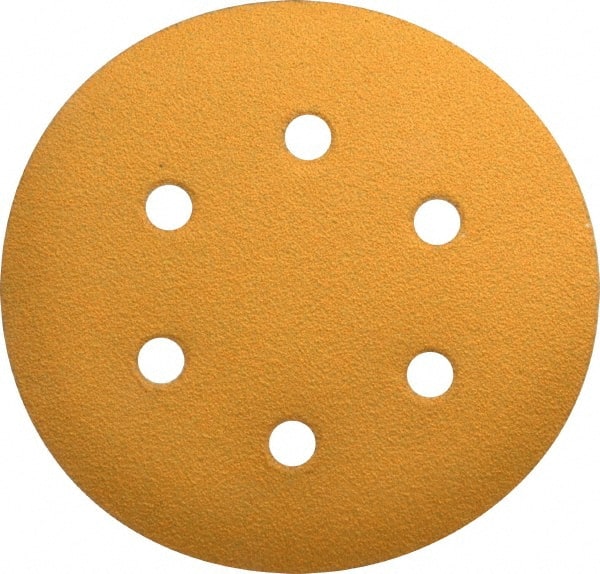 Made in USA - 6" Diam, 60 Grit, Aluminum Oxide Hook & Loop Disc - Medium Grade, Coated, E Weight Paper Backing, - Exact Tooling